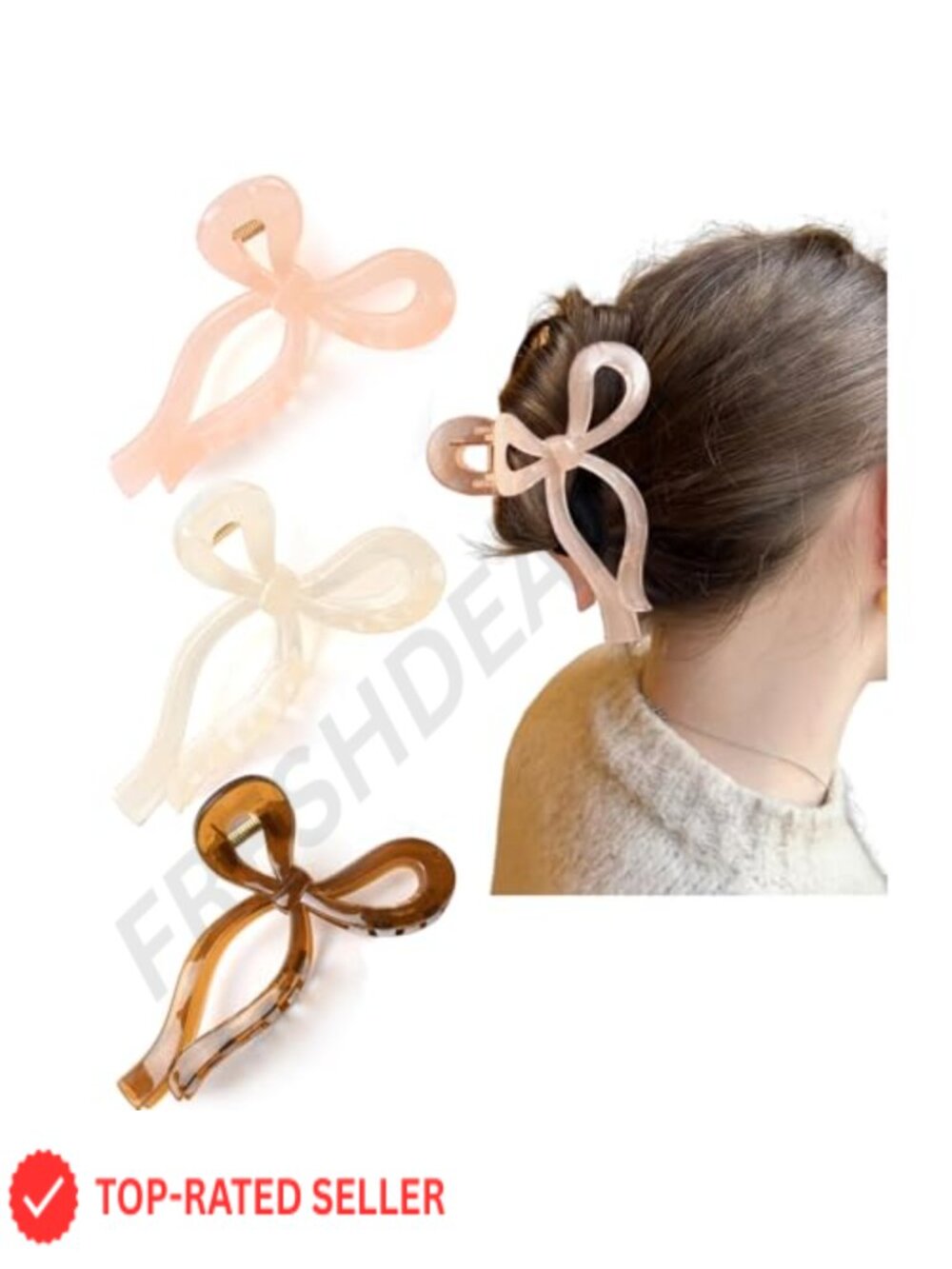 Bow Knot Claw Hair Clips Acrylic Non-Slip Strong Hold 5 Inch Women Girls